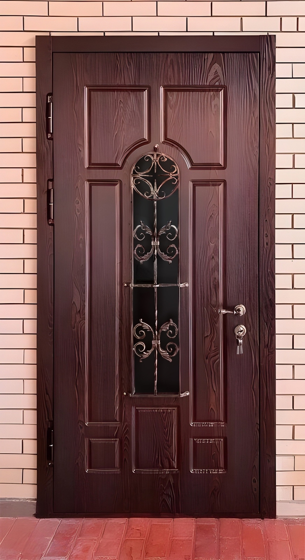 Термодверь с ковкой и стеклопакетом