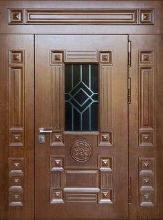 Парадная остекленная термодверь с глухими вставками (МДФ панели) Парадная остекленная термодверь с глухими вставками (МДФ панели)