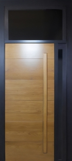 Остекленная термодверь с верхней и боковой вставкой, с длинной ручкой и скрытыми петлями (комбинированные плиты МДФ) Остекленная термодверь с верхней и боковой вставкой, с длинной ручкой и скрытыми петлями (комбинированные плиты МДФ)